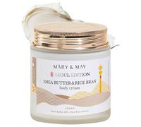 Mary&May SEOUL EDITION Shea Butter & Rice Bran Body Cream - Korean Vegan Boby Moisturizer for Dry and Sensitive Skin with Ceramide - Fragrance Free Body Butter, 8.45oz.