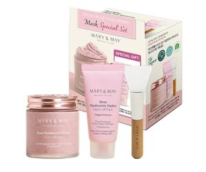Mary&May Vegan Rose Hyaluronic Hydra wash off Mask Special Set - Cream Caly Mask for Moisturizing, Pore Purifying, Skin Softening - Korean Skincare, 125g+30g