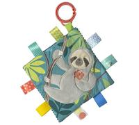 Mary Meyer,40242M, Taggies Baby Toy Crinkle Me with Squeaker & 8 Interactive Sensory Tags, 6.5" x 6.5", Molasses Sloth