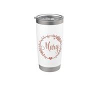 Mary Name Art Monogram Floral Wreath Boho Aesthetic Stainless Steel Insulated Tumbler