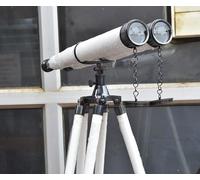 MARY NAUTICAL- 62 Inches Floor Standing Admirals Antique Brass Binocular, Fully Functional Nautical Home Decor Binoculars for Adults with Wooden Tripod Stand