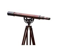 Mary Nautical Antique Harbour Master Vintage Brass Solid Marine Navy Telescope Single Barrel Brass Copper Finish & Brown (Single Barrel Telescope (Height:50" Inches))