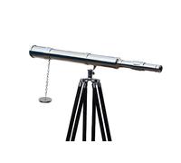 Mary Nautical Chrome Finish Harbour Master Brass Marine Navy Telescope Single Barrel Brass Chrome Finish & Black Tripod Floor Standing Telescope.