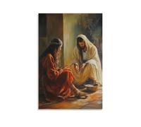 Mary of Bethany Sitting at Jesus’ Feet As Martha Serves, Both Caught in A Sacred Moment of Love And Learning. Contemporary Wall Mural - Decorative Hanging Poster Art 08x12inch(20x30cm)