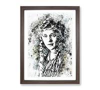 Mary Pickford In Abstract Modern Art Framed Wall Art Print, Ready to Hang Picture for Living Room Bedroom Home Office Décor, Walnut A2 (64 x 46 cm)
