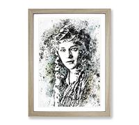 Mary Pickford In Abstract Modern Art Framed Wall Art Print, Ready to Hang Picture for Living Room Bedroom Home Office Décor, Oak A4 (34 x 25 cm)
