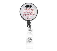 Mary Pop-p Badge Reels Retractable with Alligator Clip Anything Can Happen If You Let It Movie Inspired Gifts (25320 Umbrella Badge)