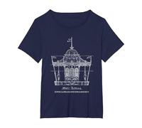 Mary Poppins Carousel Sketch T-Shirt, Women's Plus, Navy Blue, 1X