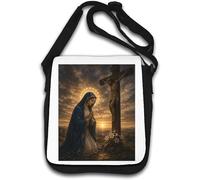 Mary Praying by the Crucifixion Sunset Shoulder Bag White