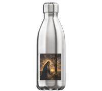 Mary Praying by the Crucifixion Sunset Vacuum Insulated Thermal Water Bottle Silver