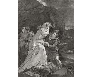 Mary Queen of Scots escape from Loch Leven Castle May 2 1568. After a print by William Sharp from a work by Robert Smirke originally featured in Robert Bowyer's Historic Gallery published between 1793