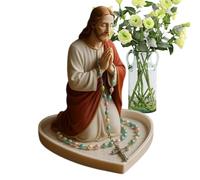 Mary Rosary Holder - Resin 5.91 Inches Catholic, Jesus Statue, Necklace Storage Display Figurine, Religious Decorative Organizer | Women Men Students Teachers Desktop Room Home Holiday Birthday