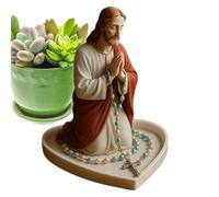 Mary Rosary Holder - Resin Catholic Jesus Decor, Sacred Faith Display Stand, Rosary Storage Handcrafted Devotional Design Prayer Beads Organized | Spiritual Elegance for Desk Room Home Office
