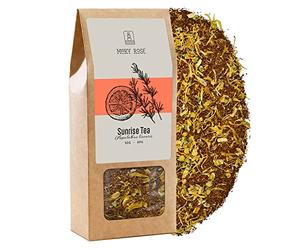 Mary Rose Red Tea Rooibos Sunrise 50g | Redbush Tea | Fruit and Herbal Tea | Decaffeinated Tea | Orange Peel | Ginger | Loose Leaf Tea | Rooibos Tea | Decaf Loose Leaf Tea | Tea Leaves | Rooibos
