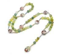Mary Seven Suffering Rosary Beads Necklace, Natural Agate Catholic Rosaries Prayer Gifts for Women Men