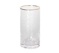 Mary Square 47870 Gold Rim 20 Ounce Durable Hammered Glass Highball Tumbler Wine Cocktail Drink Beverage Cup, Bar Cart Accessory, Everyday & Party Drinkware, Kitchen Home Décor, Crystal Clear