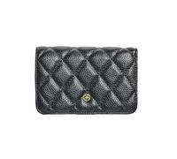 Mary Square Essential Wallet - Quilted Vegan Leather 5.5 x 3.5 Compact Bifold Organizer with 9 Card Slots, ID Window, and Bill Slot - Stylish Small Purse with Gold Hardware, Black, 3.5"X5.5