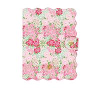 Mary Square Passport Cover - Scalloped Vegan Leather Travel Wallet with Snap Closure and Card Slots - 4 x 5.5 Passport Holder for Women with Gold Hardware, Pink Callico, 3.5"X5.5", Passport Cover