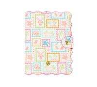 Mary Square Passport Cover - Scalloped Vegan Leather Travel Wallet with Snap Closure and Card Slots - 4 x 5.5 Passport Holder for Women with Gold Hardware, Happy Place Pink, 3.5"X5.5", Passport Cover