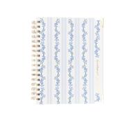 Mary Square Petal Thread Devotional Journal, 9 x 7.5 Inch Christian Spiral Notebook with Guided Scripture Study, Prayer & Praise Sections, Blue Floral Stripe Faith Journal