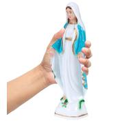 Mary Statue Blue Plastic Catholicism Ornament for Desktop Church Decoration