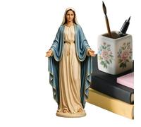 Mary Statue,Open Arms Religious Statue approx 12cm High | Religious Mary Desk Decoration Made of Resin | For In Home, Living Room, Bedroom, On Desk, Bookshelf, Mantle, In The Entrance And O
