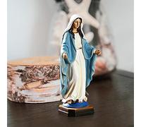 Mary Statue - Our Lady Of Grace Statue, Resin Hand Painted Full Color Our Lady Of Grace Statue, Polyresin Craft Statue, Catholic Religious Sculpture, Indoor Outdoor Decor For Garden Patio