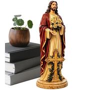 Mary Statue Solar Light | Resin Decorative Sculpture with LED Lighted Flower - Holy Mother Decor Statue Figurine - for Garden Patio Deck Balcony Lawn Courtyard Church