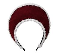 Mary Tudor Headpiece Queen Elizabeth Headdress Anne Boleyn Hat Headpiece Elizabethan Headwear Tudor Coronet Hood Hat (Red, One Size)