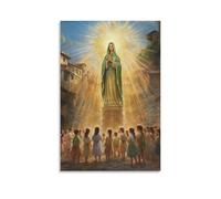 Mary Watches from A High Tower As A Procession of Children Walks Below, Each Bathed in Rays of Her Blessing. Contemporary Wall Mural - Decorative Hanging Poster Art 12x18inch(30x45cm)