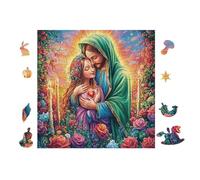 Mary with Child 100 Piece Complete DIY Jigsaw Puzzle Collectors Mind Relaxation Educational Decorative Puzzle Gifts for Adults Wooden Cardboard 28x28cm
