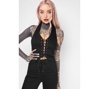 Mary Wyatt - Sienna Lace-Up Halter Black - Top - black - Medium - 73% Cotton 25% Polyester 2% Elastane Medium