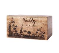 Maryam Crafts - Personalized Pets Cremation Urn for Dog Ashes with Engraved Dandelion Grass and Butterfly, Wooden Pet Memorial Keepsake Urn for Dogs and Cats - Small to Large Sized