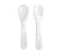 Marycrafts Set of 2 White Mother of Pearl MOP Caviar Spoons W Round Handle