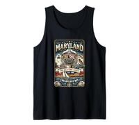 Maryland Chesapeake Bay Lighthouse Sailboat Vintage Nautical Tank Top