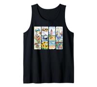 Maryland Crab Lighthouse Sailboat Bay Watercolor Tank Top