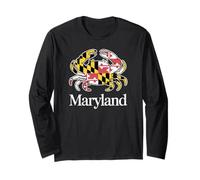 Maryland Crab State Flag Graphic Long Sleeve T-Shirt