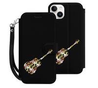 Maryland Flag Guitar Cell Phone Flip Leather Case Classic Protection Compatible with iPhone 15/15 Plus/15 Pro/15 Pro Max
