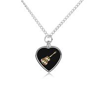 Maryland Flag Guitar Pet Ashes Necklace Heart Silver Classic Pet Pendant Memorials Funerary for Dog Cat Lover