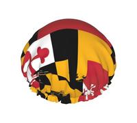 Maryland Flag Shower Caps, Waterproof Bath Caps Reusable Shower Caps Band Bath Hair Hat For Women Ladies