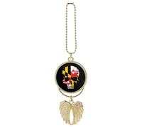 Maryland Flag Skull Head Car Rear View Mirror Pendant for Women Charm Decor Interior Hanging Accessories