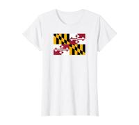 Maryland Flag Value Graphic T-Shirt, Women, White, S
