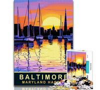 Maryland Harbor Baltimore Jigsaw Puzzles for Adults Teenagers Jigsaws Puzzle,Help The Brain Exercise Addictive Toys to Cultivate Patience Great Gift 50x75cm