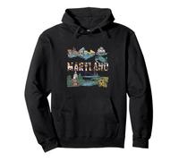 Maryland Landmarks Blue Crab State Pride Vintage Travel Pullover Hoodie