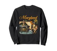 Maryland Map Chesapeake Bay Lighthouse With Blue Crab Oriole Sweatshirt