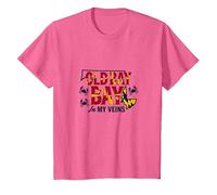 Maryland Old Bay in My Veins Crab Lover Gift T-Shirt, Kids, Pink Heather, 12 Years