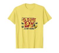 Maryland Old Bay in My Veins Crab Lover Gift T-Shirt, Men, Lemon, 3XL