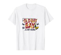 Maryland Old Bay in My Veins Crab Lover Gift T-Shirt, Men, White, XL