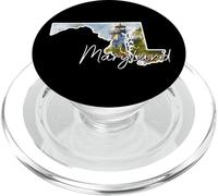 Maryland Pride Watercolor Lighthouse State Outline Art PopSockets PopGrip for MagSafe