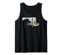 Maryland Pride Watercolor Lighthouse State Outline Art Tank Top